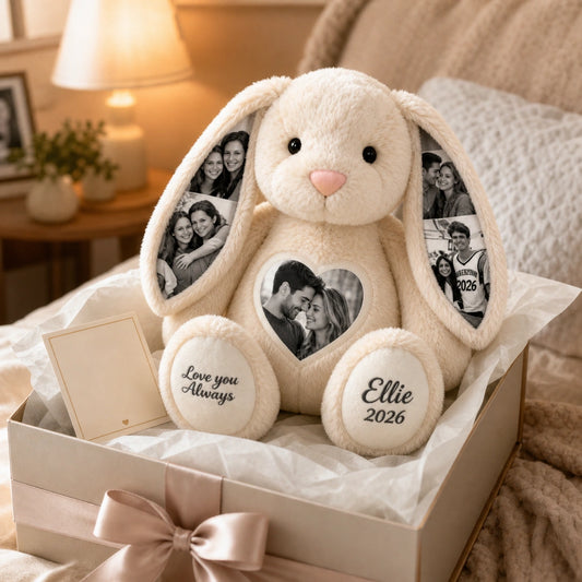 Bunny Plush – Personalized Heart & Ear Photo