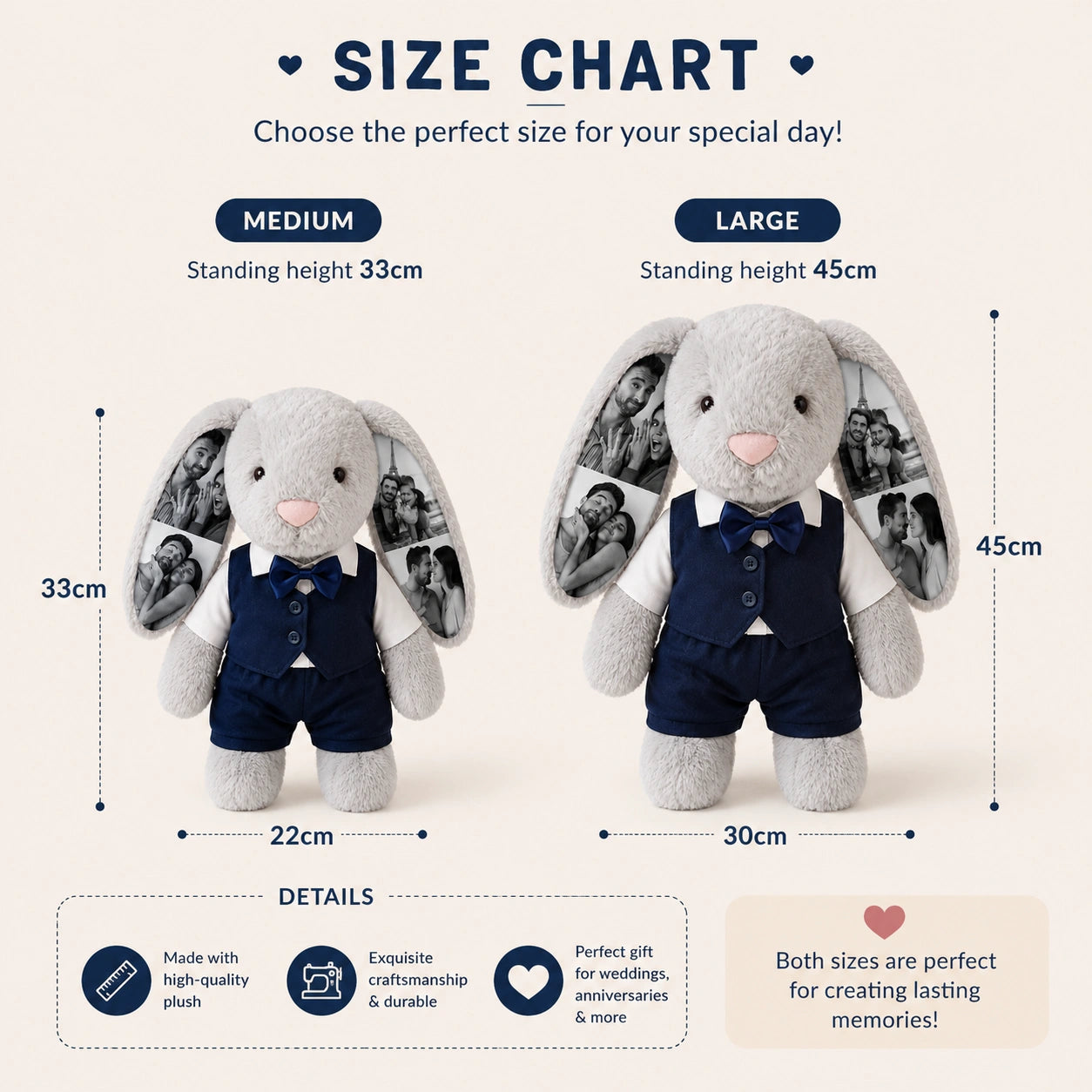 Custom Photo Wedding Bunny Plush