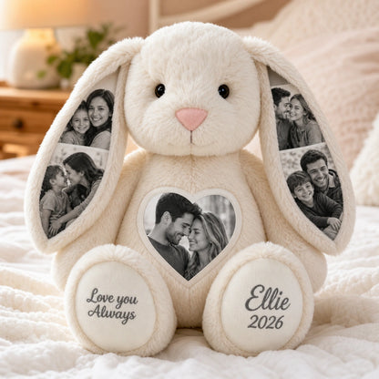Bunny Plush – Personalized Heart & Ear Photo