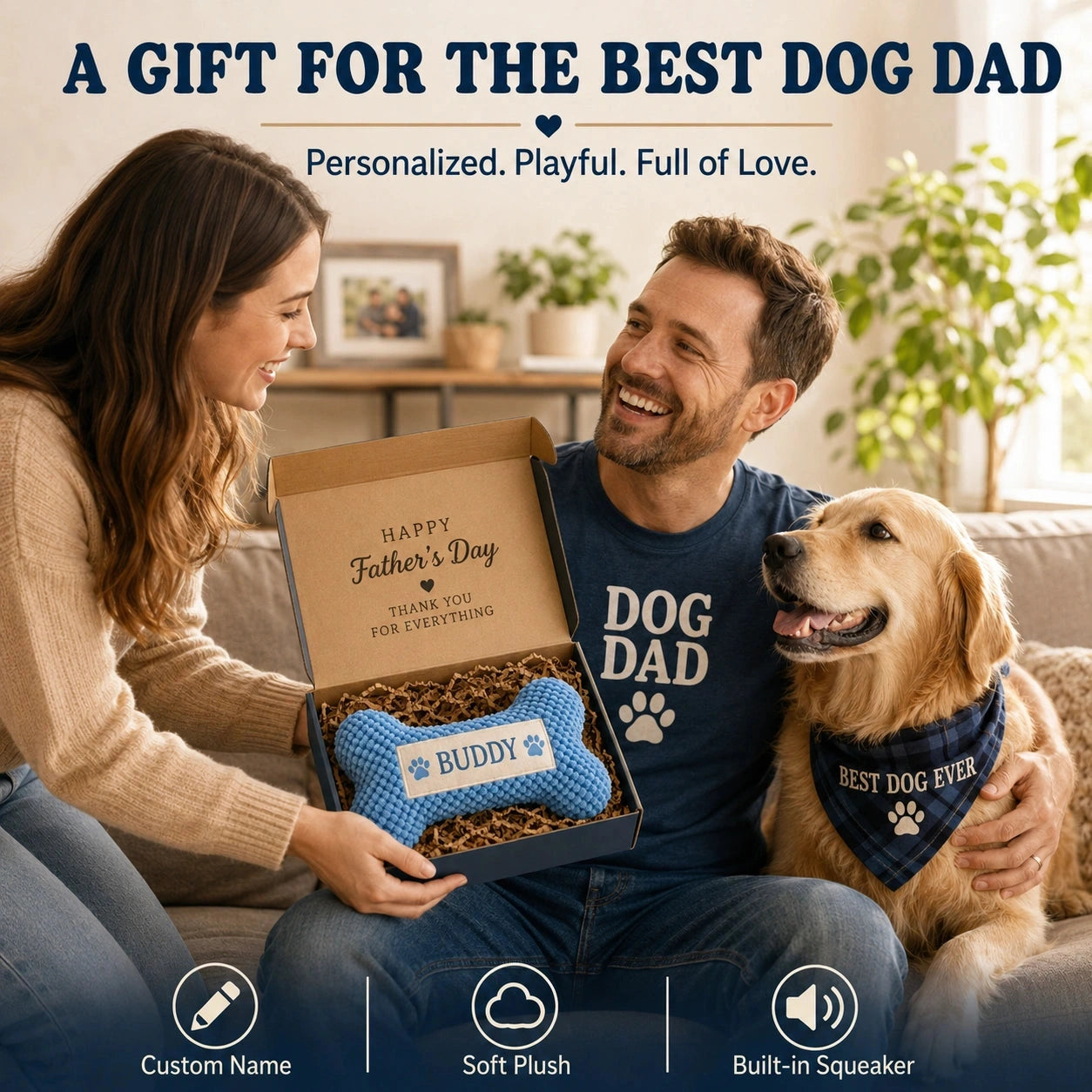 Personalized Squeaky Bone Toy