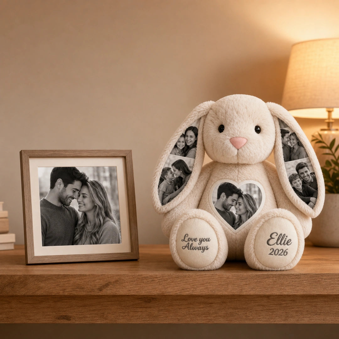 Bunny Plush – Personalized Heart & Ear Photo