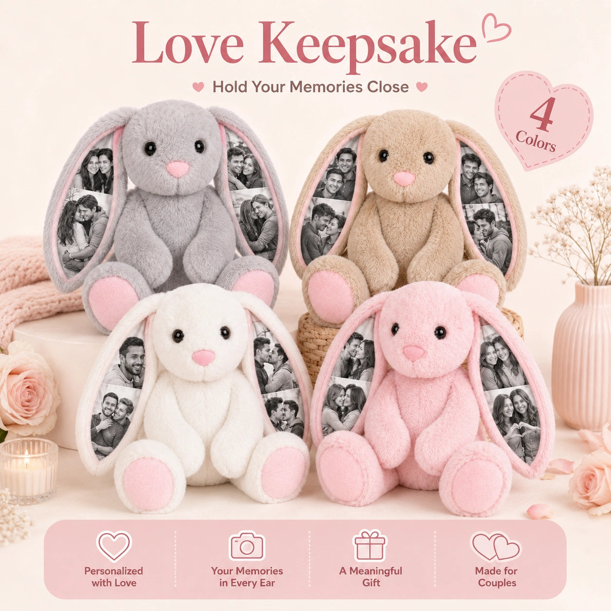 Bunny Plush – Ear Photo Keepsake