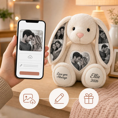 Bunny Plush – Personalized Heart & Ear Photo