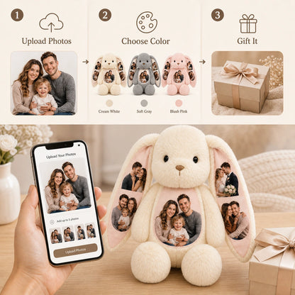 Custom Photo Bunny - Photos on Ears & Belly