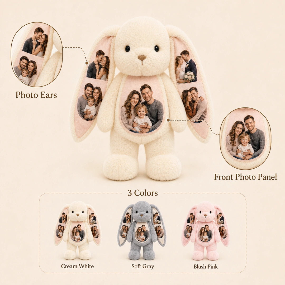 Custom Photo Bunny - Photos on Ears & Belly