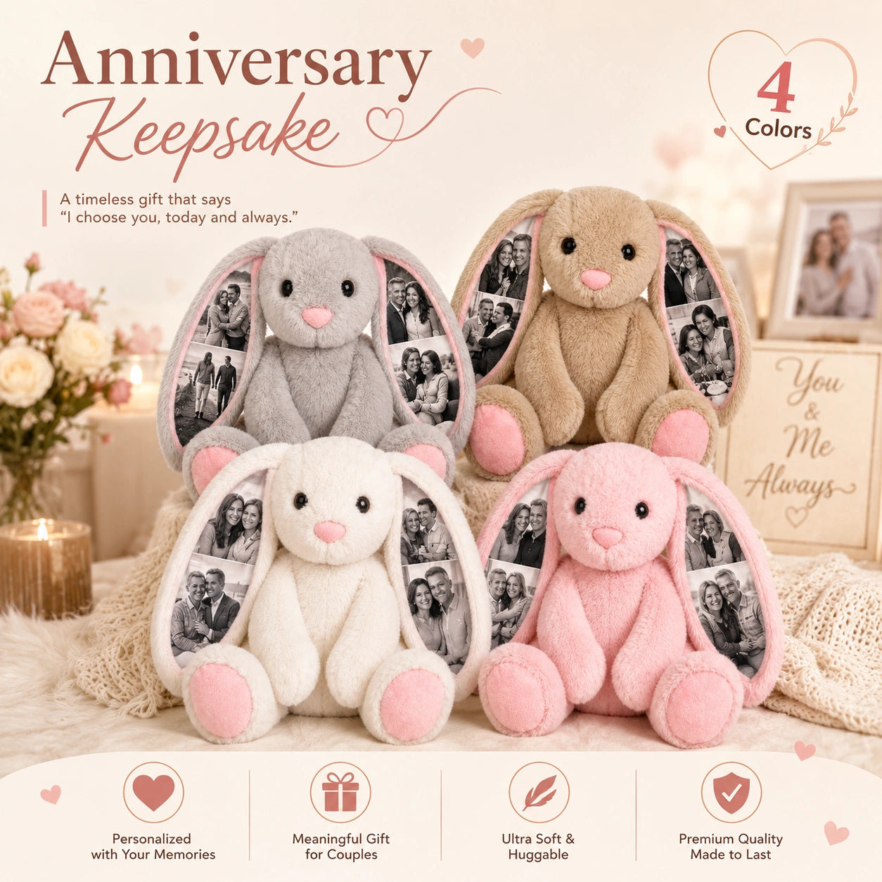 Bunny Plush – Ear Photo Keepsake