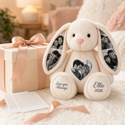 Bunny Plush – Personalized Heart & Ear Photo