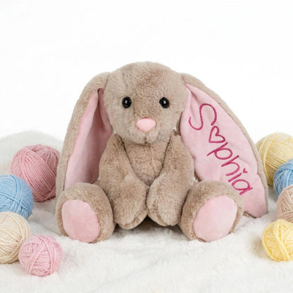 Custom Name Easter Bunny Plush for Girls – Soft Yarn Lettering Doll
