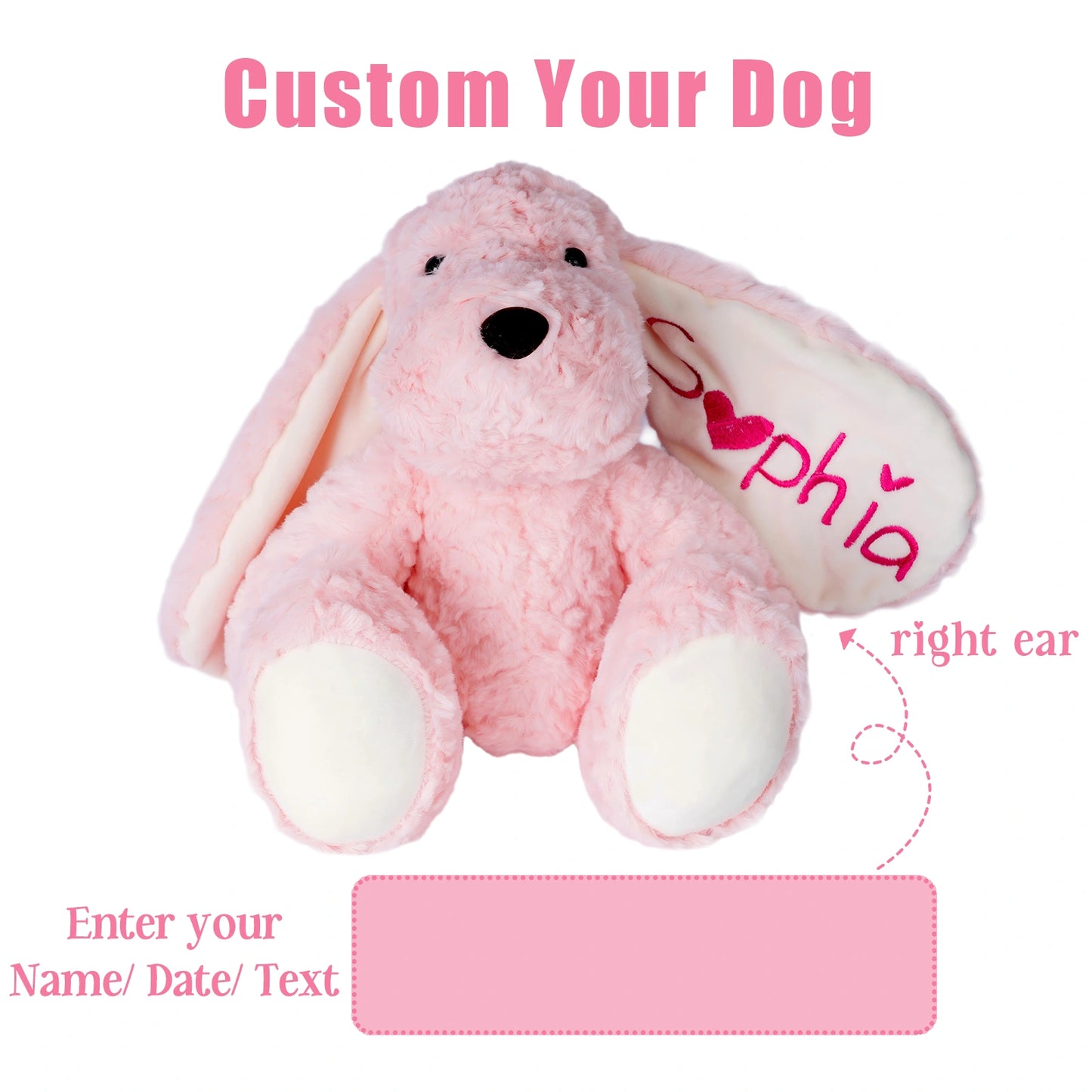 Custom Fluffy Dog Plush with Embroidered Name – Personalized Baby & Toddler Gift