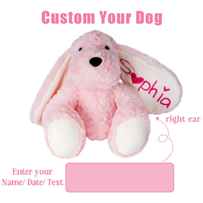 Custom Fluffy Dog Plush with Embroidered Name – Personalized Baby & Toddler Gift
