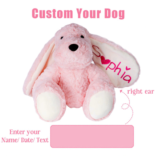 Custom Fluffy Dog Plush with Embroidered Name – Personalized Baby & Toddler Gift