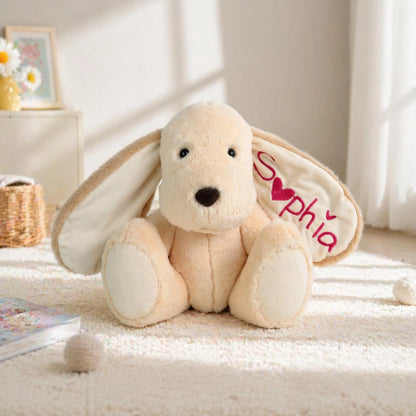 Custom Fluffy Dog Plush with Embroidered Name – Personalized Baby & Toddler Gift