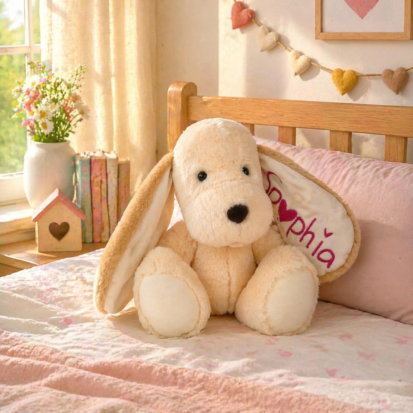 Custom Fluffy Dog Plush with Embroidered Name – Personalized Baby & Toddler Gift