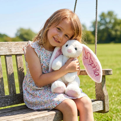Custom Name Easter Bunny Plush for Girls – Soft Yarn Lettering Doll