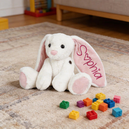 Custom Name Easter Bunny Plush for Girls – Soft Yarn Lettering Doll