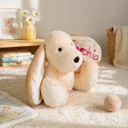 Custom Fluffy Dog Plush with Embroidered Name – Personalized Baby & Toddler Gift