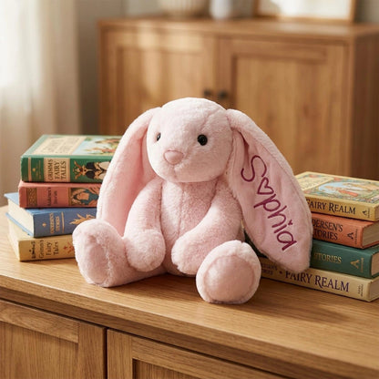 Custom Name Easter Bunny Plush for Girls – Soft Yarn Lettering Doll