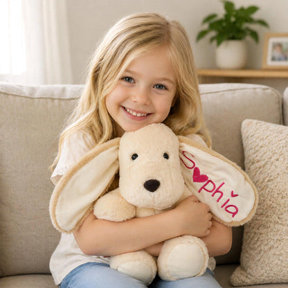 Custom Fluffy Dog Plush with Embroidered Name – Personalized Baby & Toddler Gift