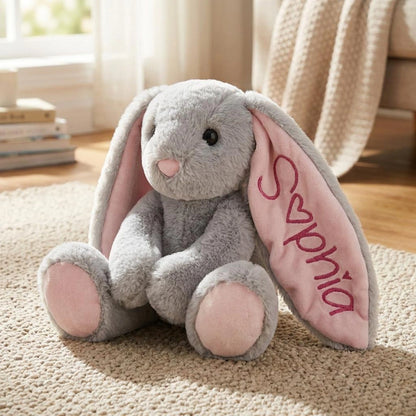 Custom Name Easter Bunny Plush for Girls – Soft Yarn Lettering Doll