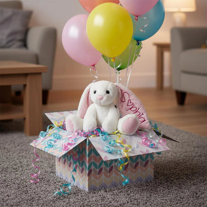 Custom Name Easter Bunny Plush for Girls – Soft Yarn Lettering Doll