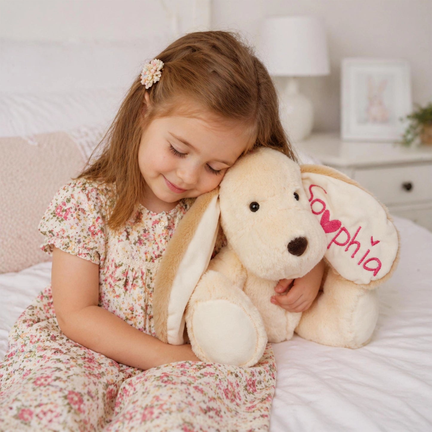 Custom Fluffy Dog Plush with Embroidered Name – Personalized Baby & Toddler Gift