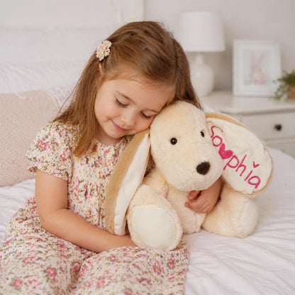 Custom Fluffy Dog Plush with Embroidered Name – Personalized Baby & Toddler Gift