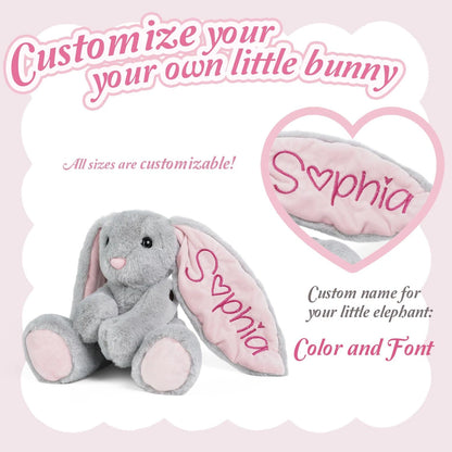 Custom Name Easter Bunny Plush for Girls – Soft Yarn Lettering Doll