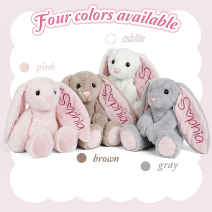 Custom Name Easter Bunny Plush for Girls – Soft Yarn Lettering Doll
