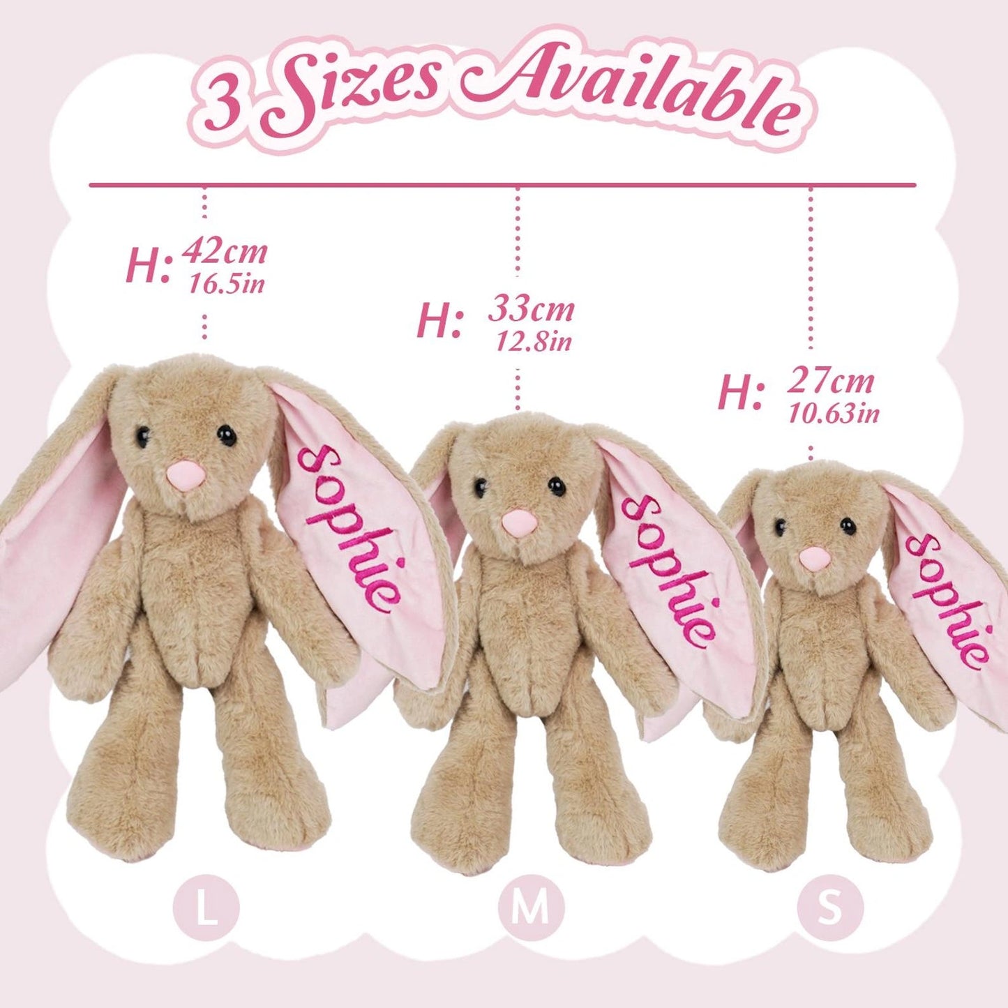 Custom Name Easter Bunny Plush for Girls – Soft Yarn Lettering Doll
