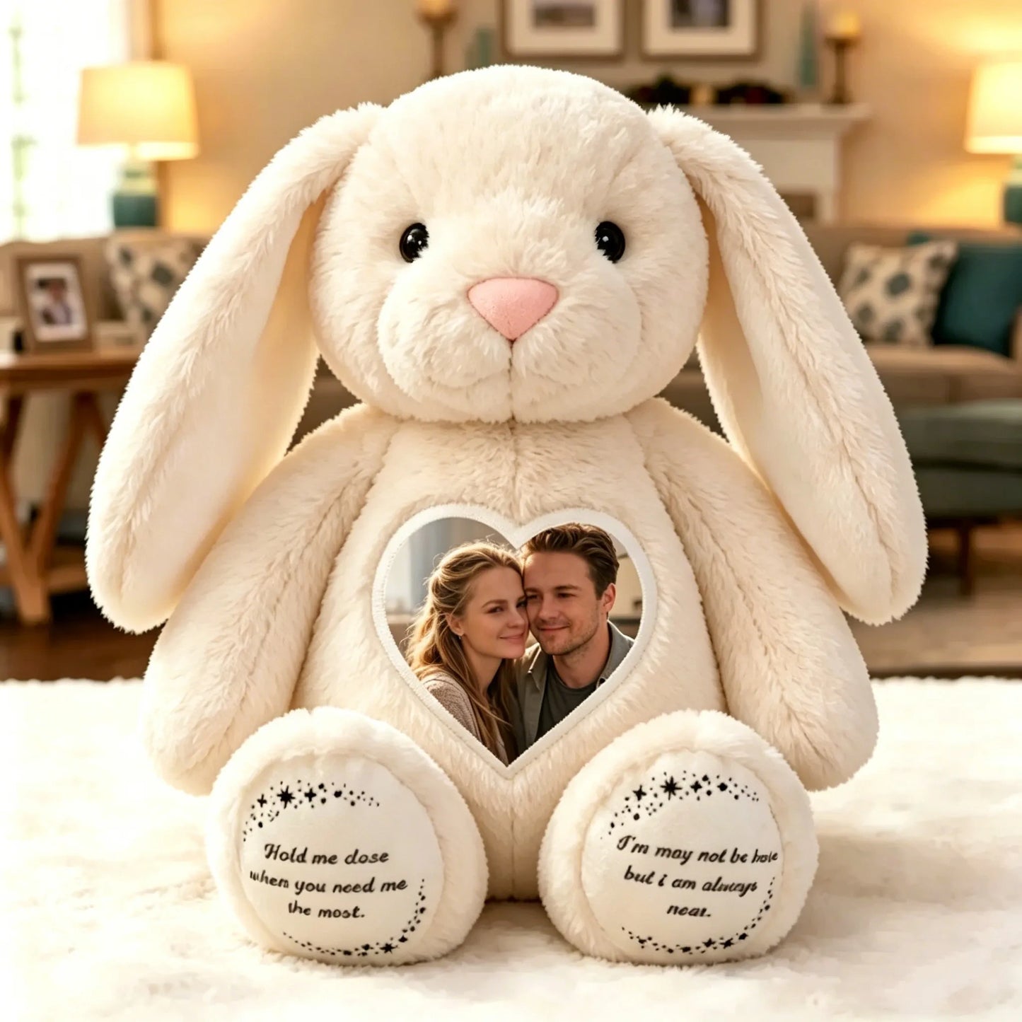 Bunny Plush – Personalized Heart Photo