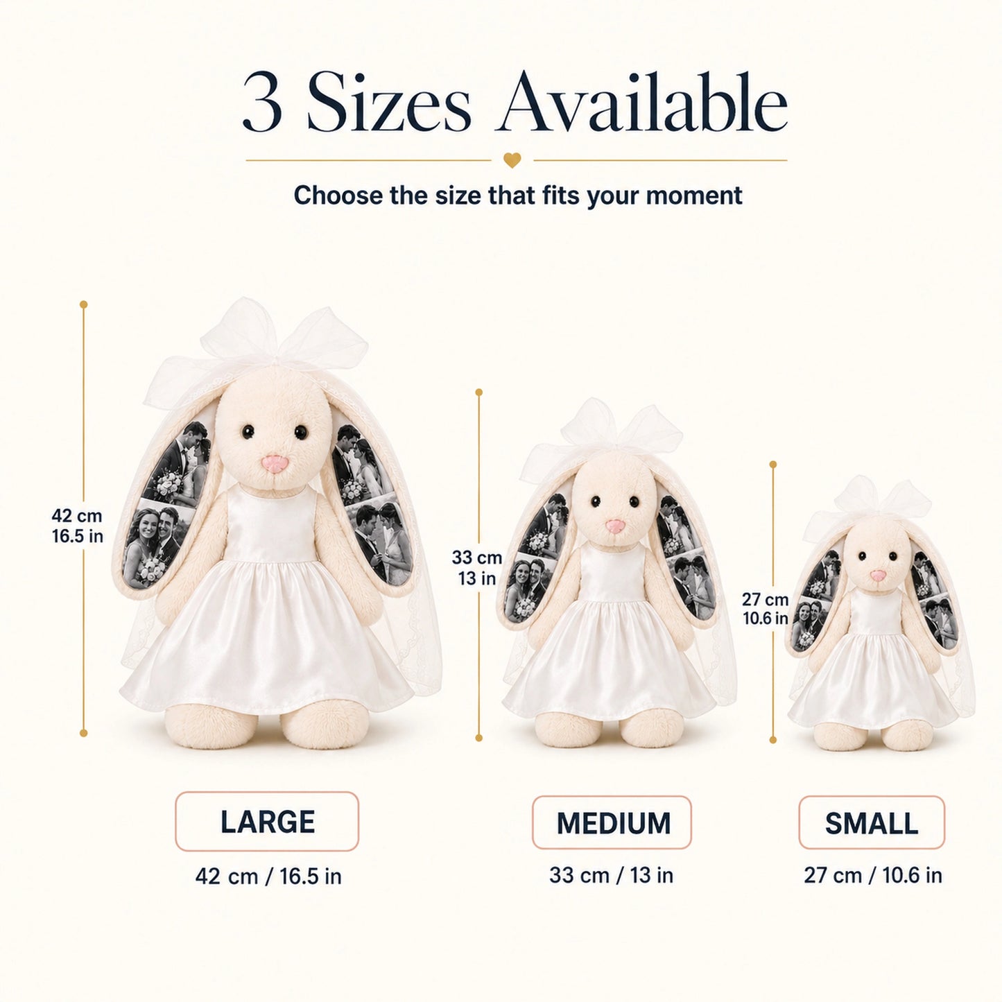Custom Photo Wedding Bunny Plush – Personalized Bride & Groom Keepsake