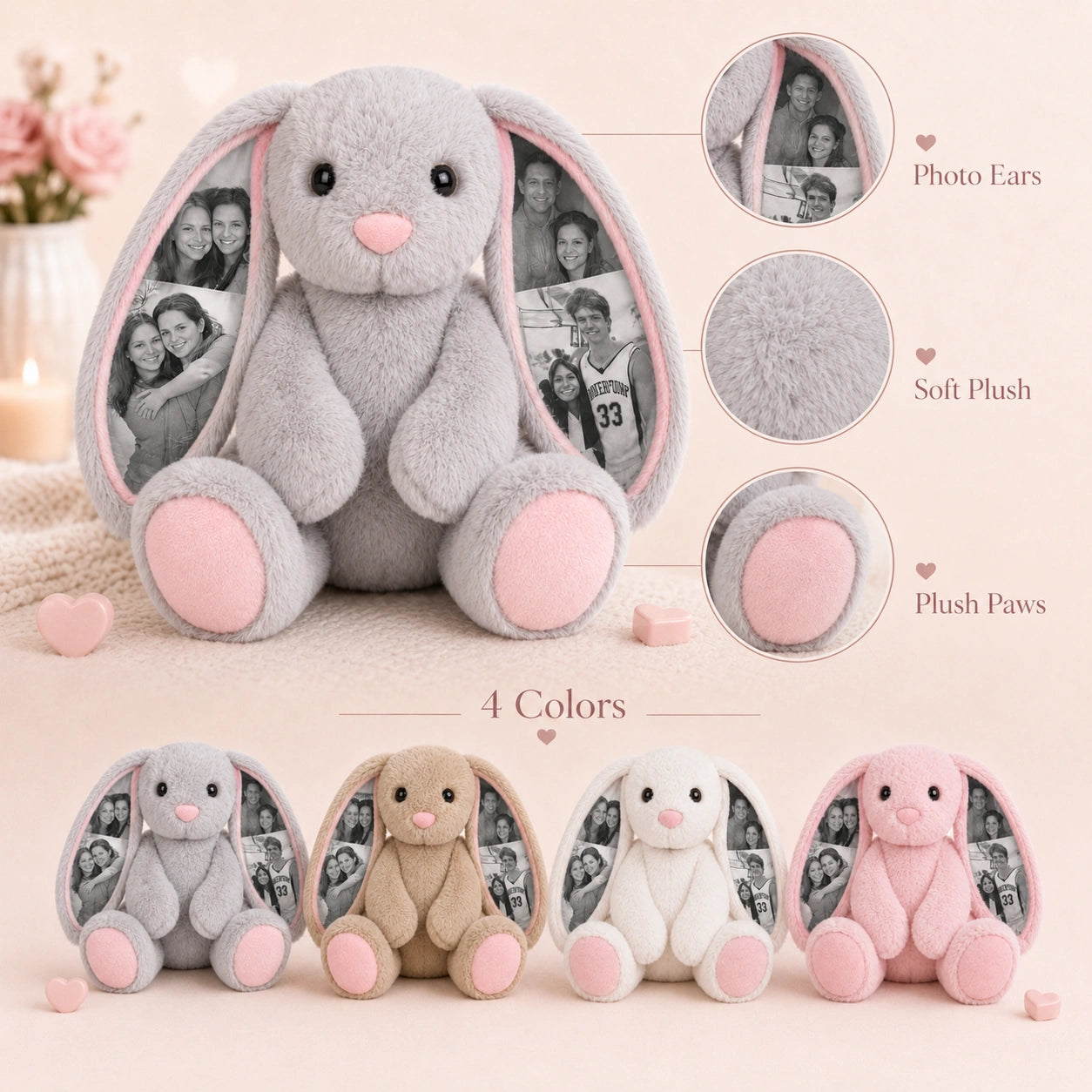 Bunny Plush – Ear Photo Keepsake