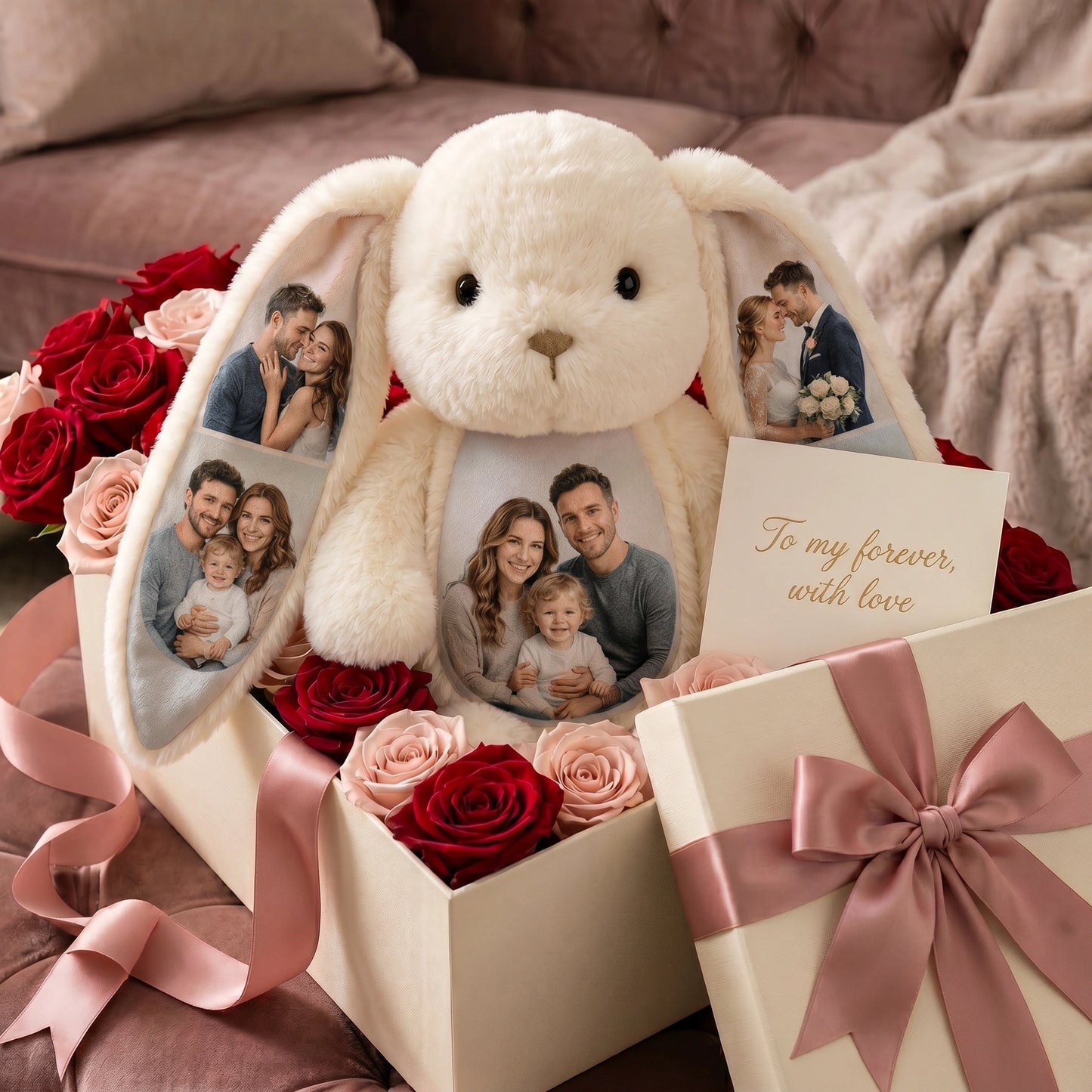 Custom Photo Bunny - Photos on Ears & Belly