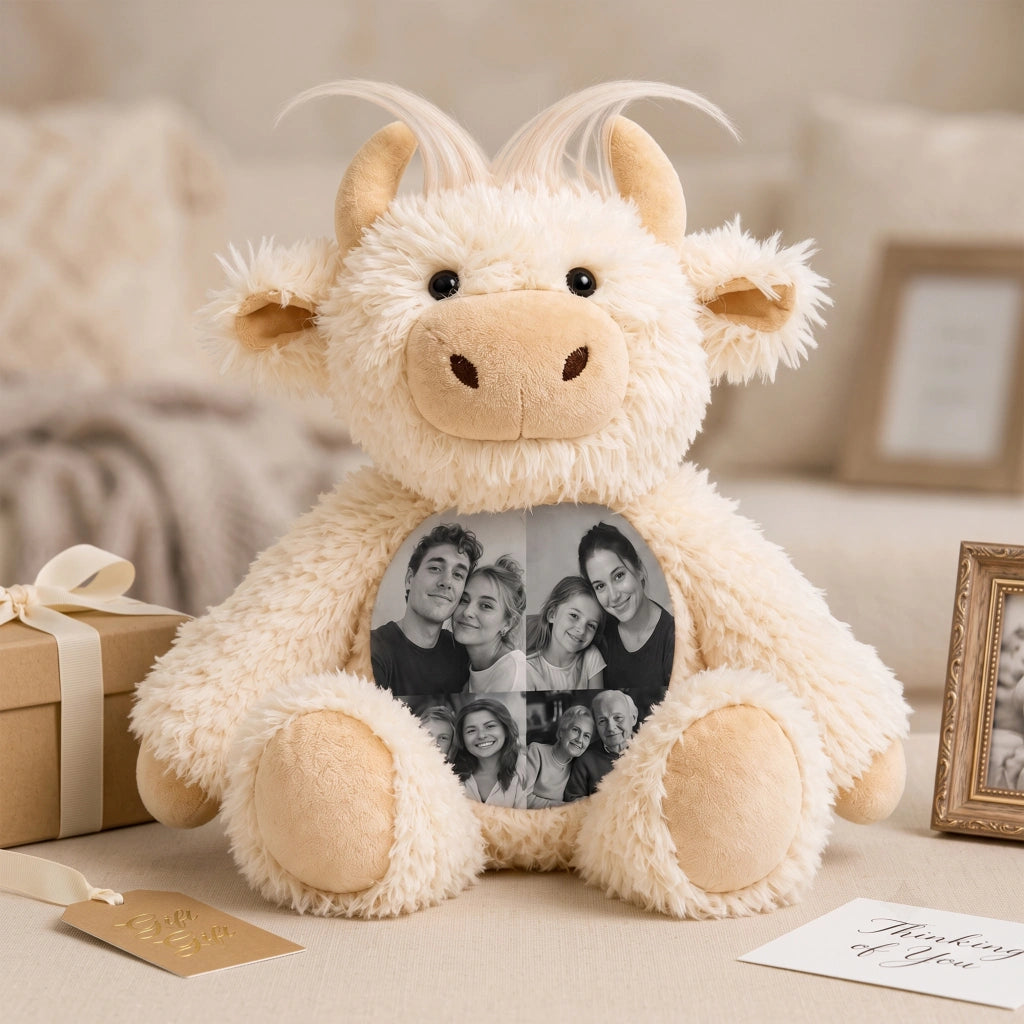 Highland Cow Plush – Personalized Photo Keepsake