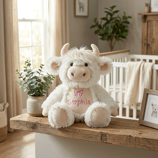 Cuddly Personalized Plush Cow – Perfect Keepsake for Your Little One