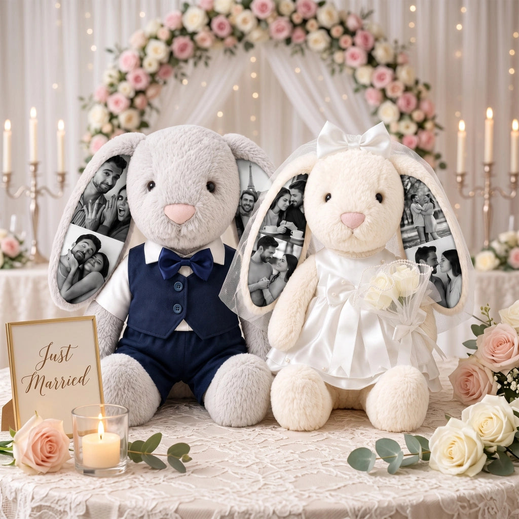 Custom Photo Wedding Bunny Plush