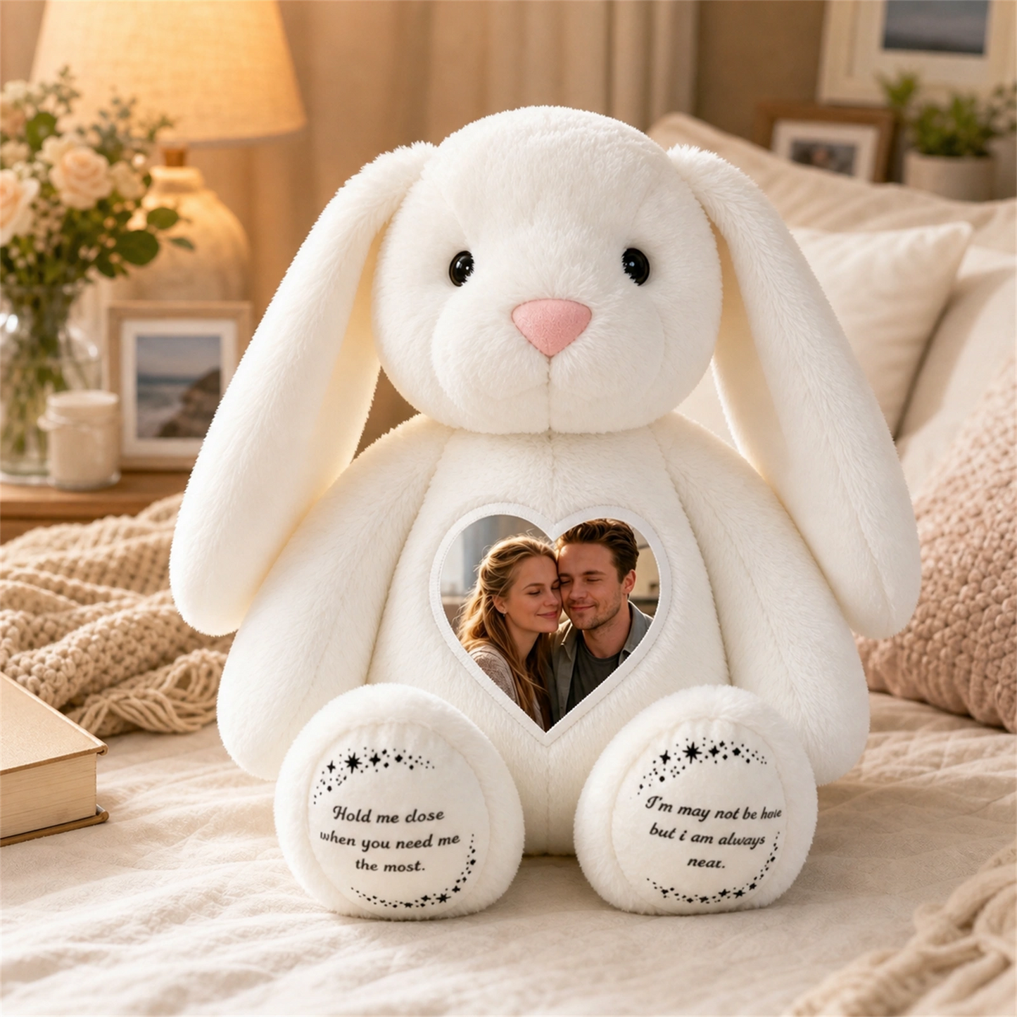 Bunny Plush – Personalized Heart Photo