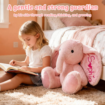 Customizable Ear Text Plush Elephant – Personalized Name Gift for Kids & Loved Ones