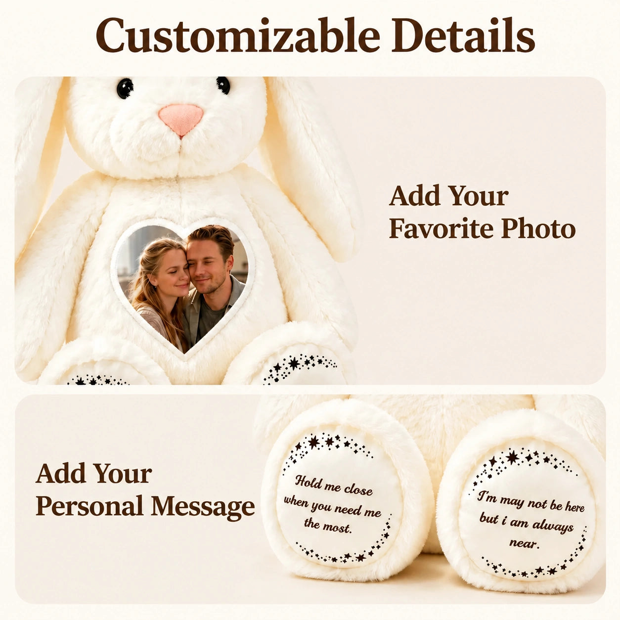 Bunny Plush – Personalized Heart Photo