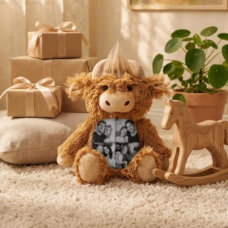 Highland Cow Plush – Personalized Photo Keepsake