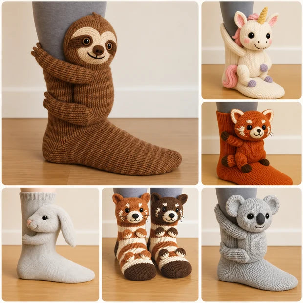 Cozy Animal Hug Socks™ | Cute Plush Character Socks Gift