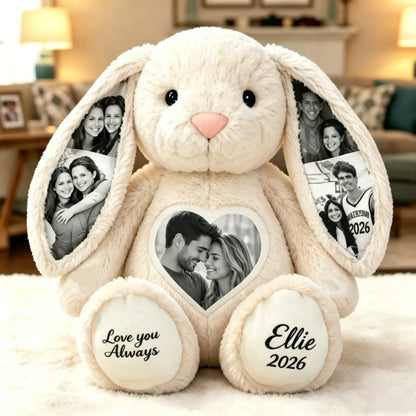 Bunny Plush – Personalized Heart & Ear Photo