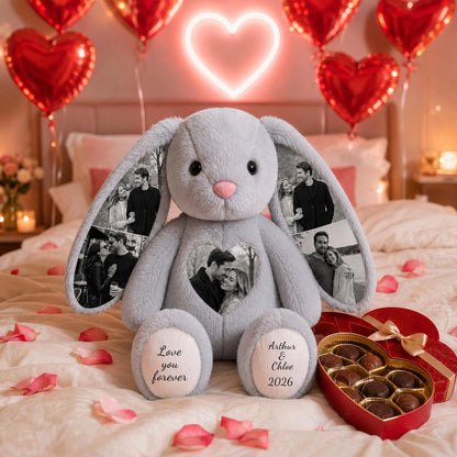 Bunny Plush – Personalized Heart & Ear Photo