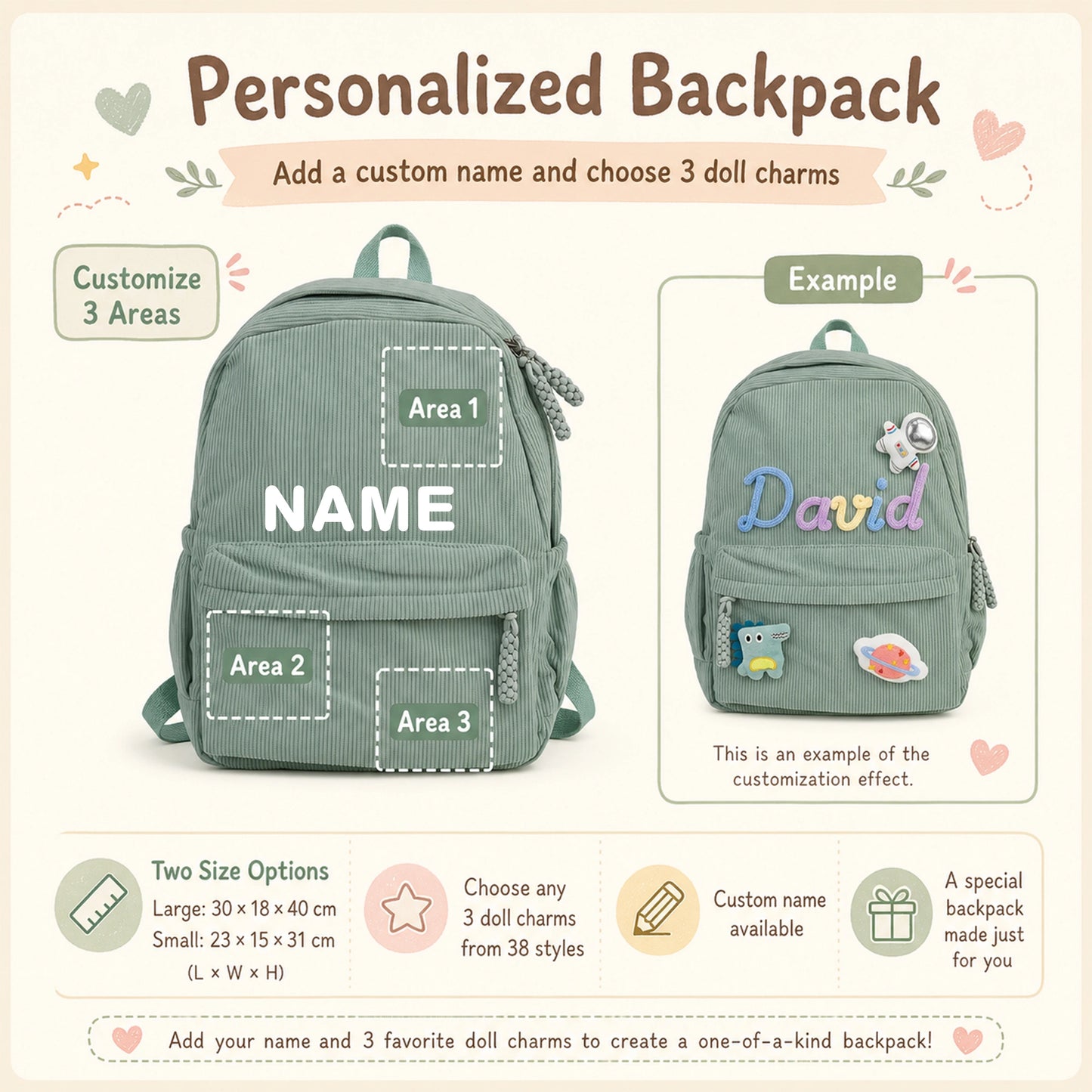 Personalized Kids Corduroy Backpack