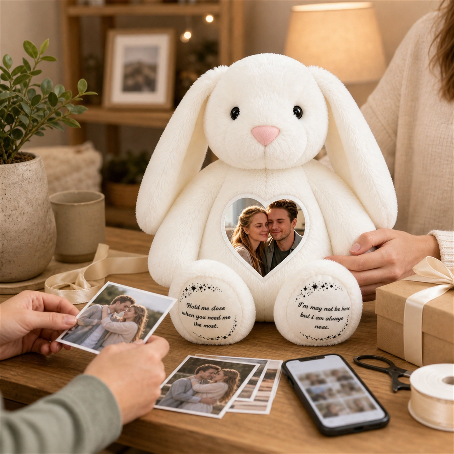 Bunny Plush – Personalized Heart Photo