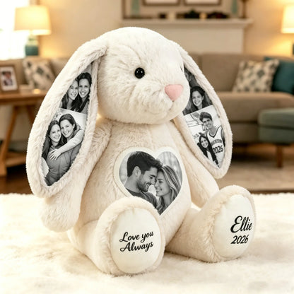 Bunny Plush – Personalized Heart & Ear Photo