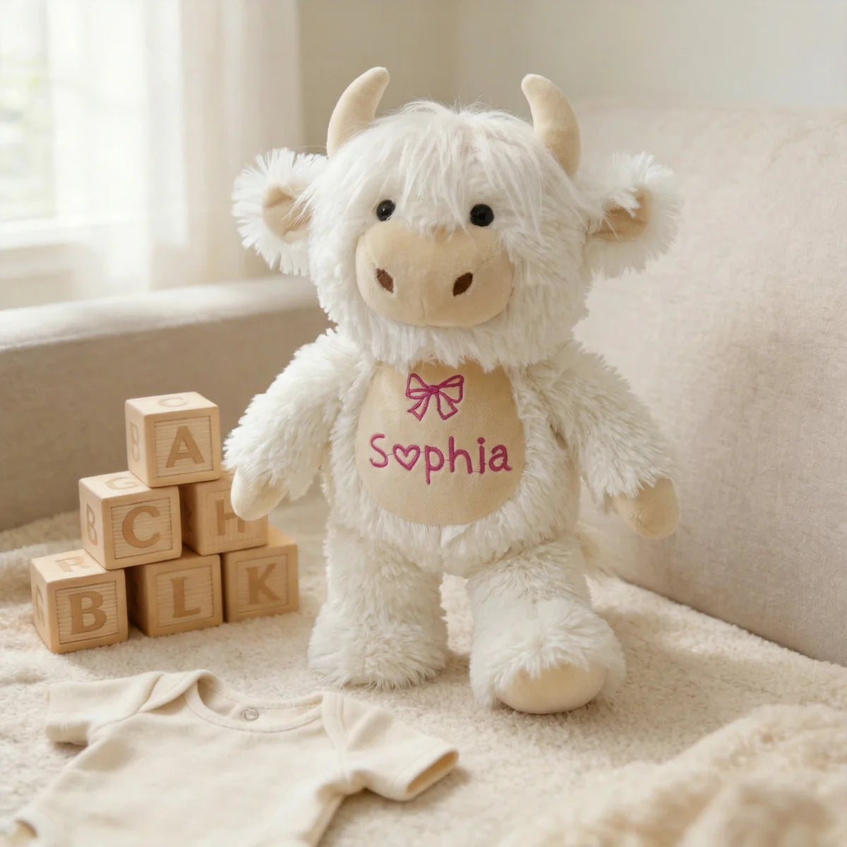 Cuddly Personalized Plush Cow – Perfect Keepsake for Your Little One