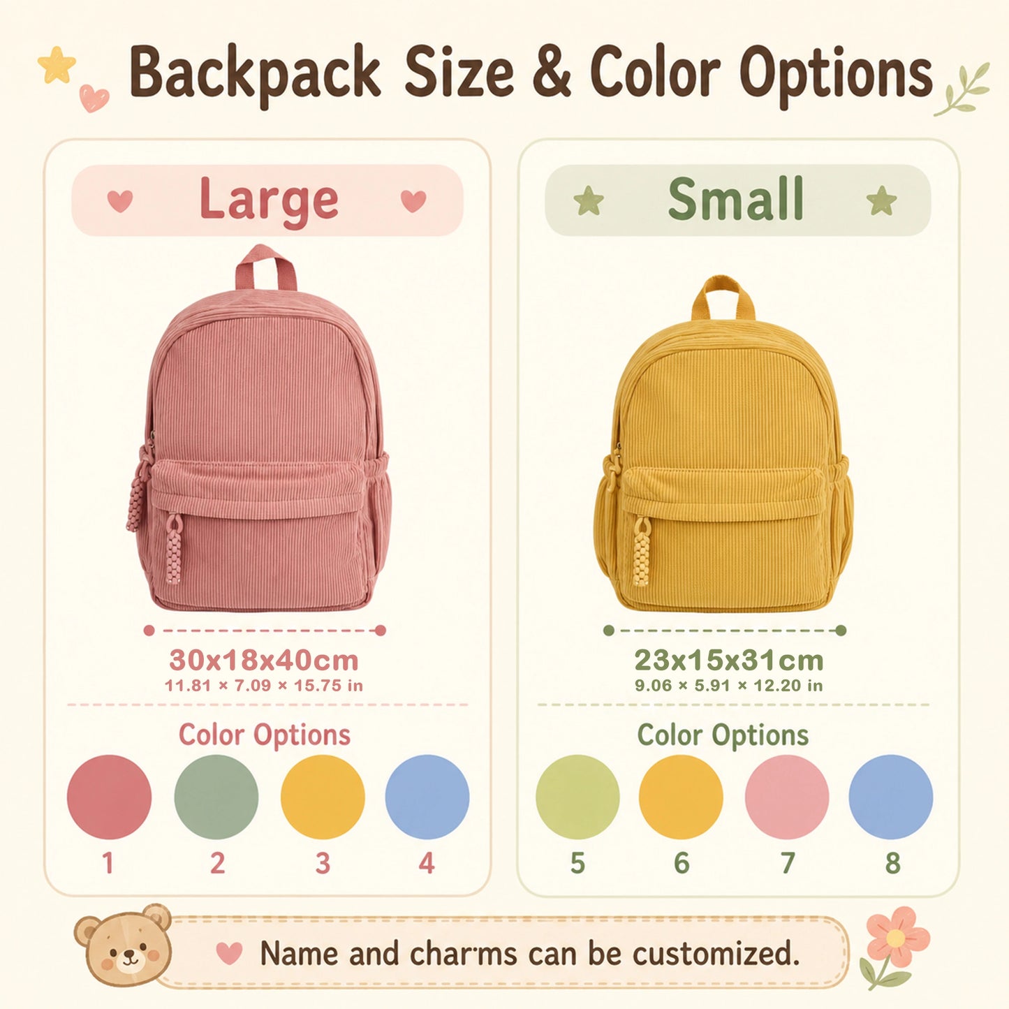 Personalized Kids Corduroy Backpack