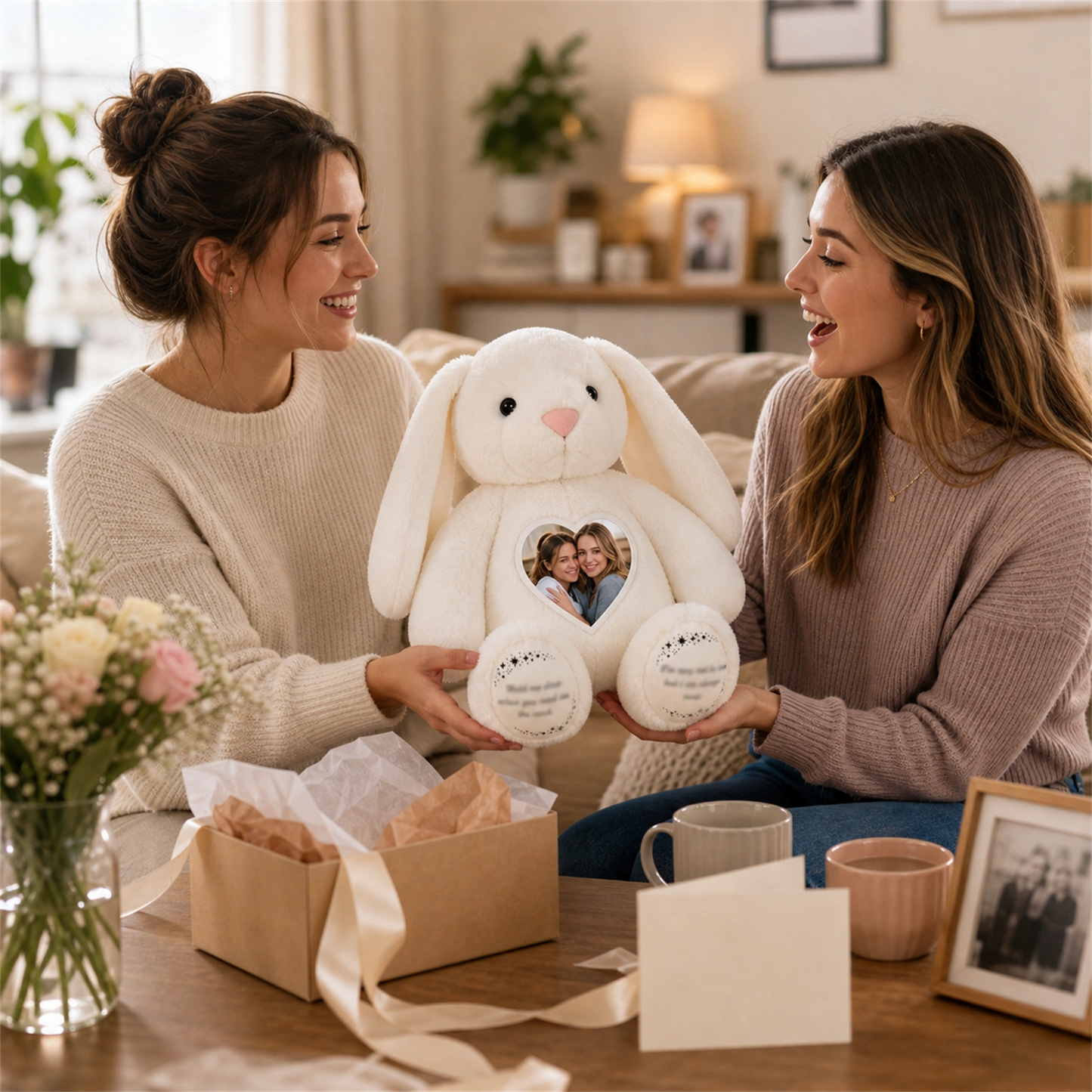 Bunny Plush – Personalized Heart Photo