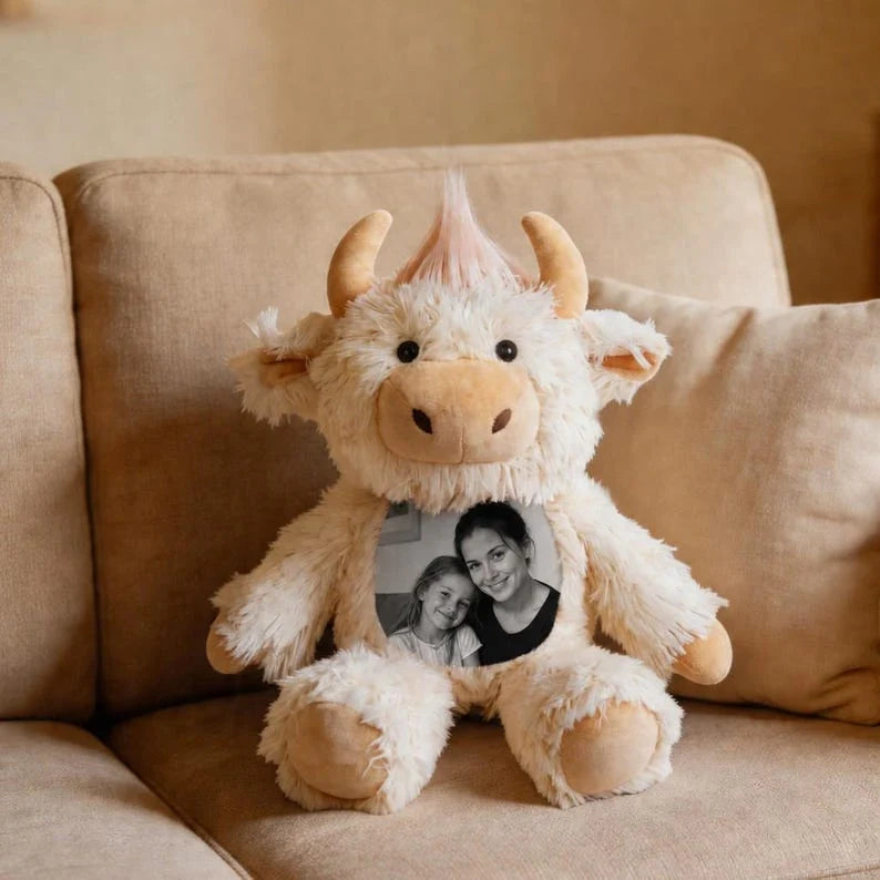Highland Cow Plush – Personalized Photo Keepsake